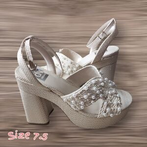 DV by Dolce Vita Cream Platform Heels with Pearl Accents